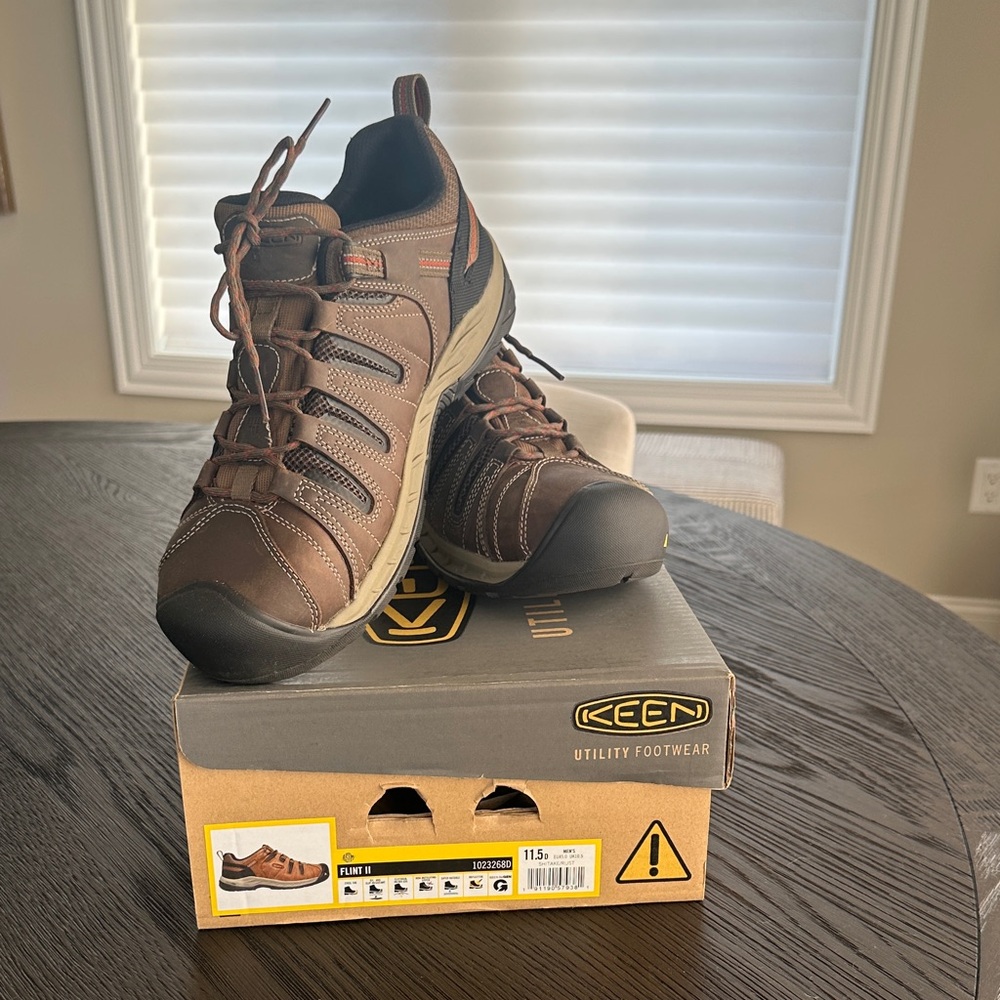 KEEN Men's Brown and Tan Steel Toe Utility Shoes